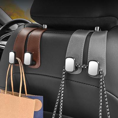 Universal Car Headrest Hook Premium Suede Rear Seat Hanging Dual Hook 20KG Large Load-Bearing Alloy Hook Hanger