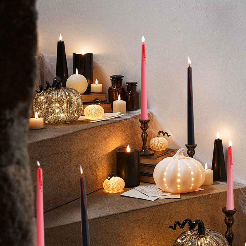 4 Pack Tall Bleeding Candles Horrible Candle Set Home Decoration Spooky Blood Drip Funny Black Tapered Candlesticks Party 2 Colors