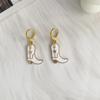 Pinkdudu Vintage Cowboy Hat Zinc Alloy Drop Earring Cute Glass Dripping Boots Hoop Earring Simple Trendy Earring PD2228