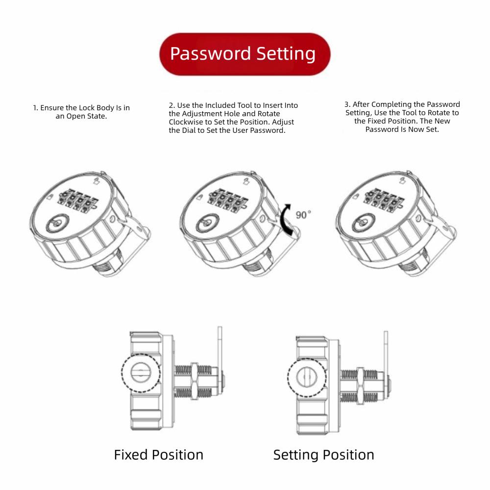 Weatherproof Drawer Lock 4-Digit Combination Security Door Bolt For Gym School Locker