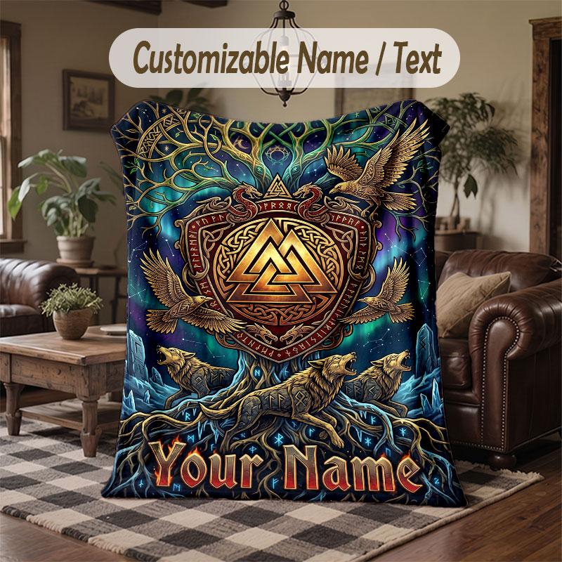 Birds Theme Throw Blanket Custom Name Text Personalized Blanket Soft Cozy Blanket for Home Sofa Bed