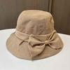 Bucket hat women's spring summer new washi splicing basin hat bow casual UV protection sun hat