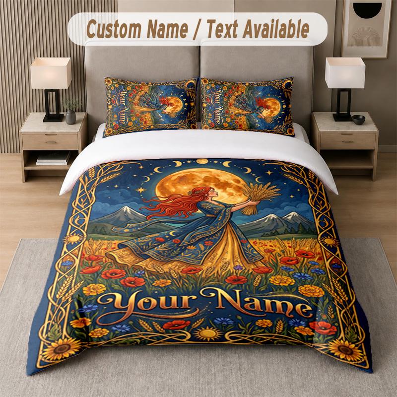Space Cosmic Theme Custom Text Or Name 3Pcs Bedding Set 1 Flat Sheet & 2 Pillowcases Personalized Home Bedding
