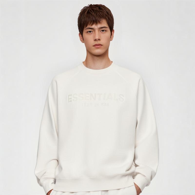 Fear of God Essentials FW21 Pullover Fleece Crewneck with Logo Print Men Sweatshirt Greige 192BT212240F