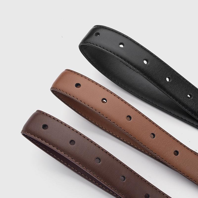 Ceinture pour femme en cuir véritable avec boucle fer à cheval, polyvalente, amincissante et tendance style coréen pour jeans, cuir de vache noir.