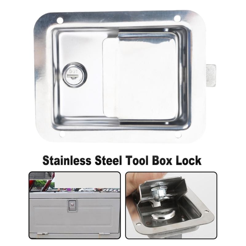 Truck Tool Box Latches Replacement StainlessSteel Toolbox Paddles Lock Handle with Key for Truck, Trailer