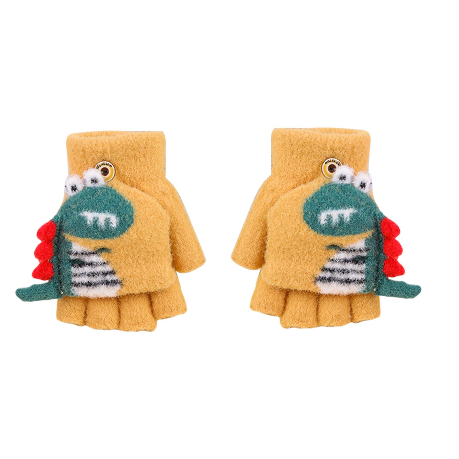 

Tidyworm Вязаные Милые Динозавры Стильные Детские Идеально для Осени и Снега Холодной Погоды Смартфон Начальные Мальчики и Возрасты Детские Варежки, Дизайн, Варежки, жёлтый