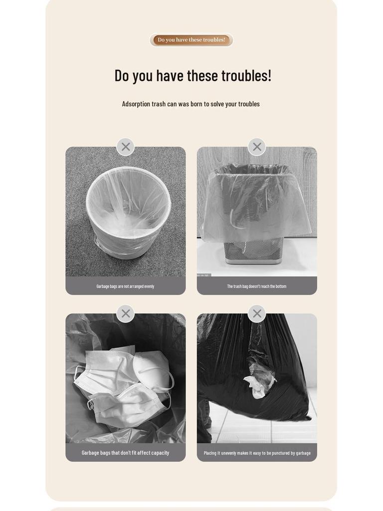 Modern Minimalist Large Capacity Lidless Trash Can for Home