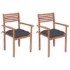 Day and Night - Day and Night Garden Chairs 2 Pcs Teak Wood and Anthracite Gray Cushions