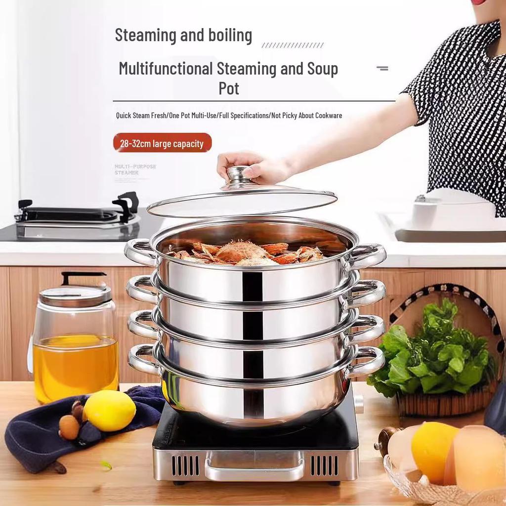 Thickened Stainless Steel Multi-Layer Steamer for Home Use