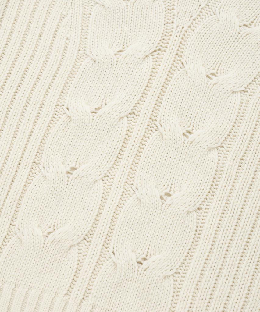 FALLETT Laine d'agneau Tricot torsadé Demi-zip Ivoire