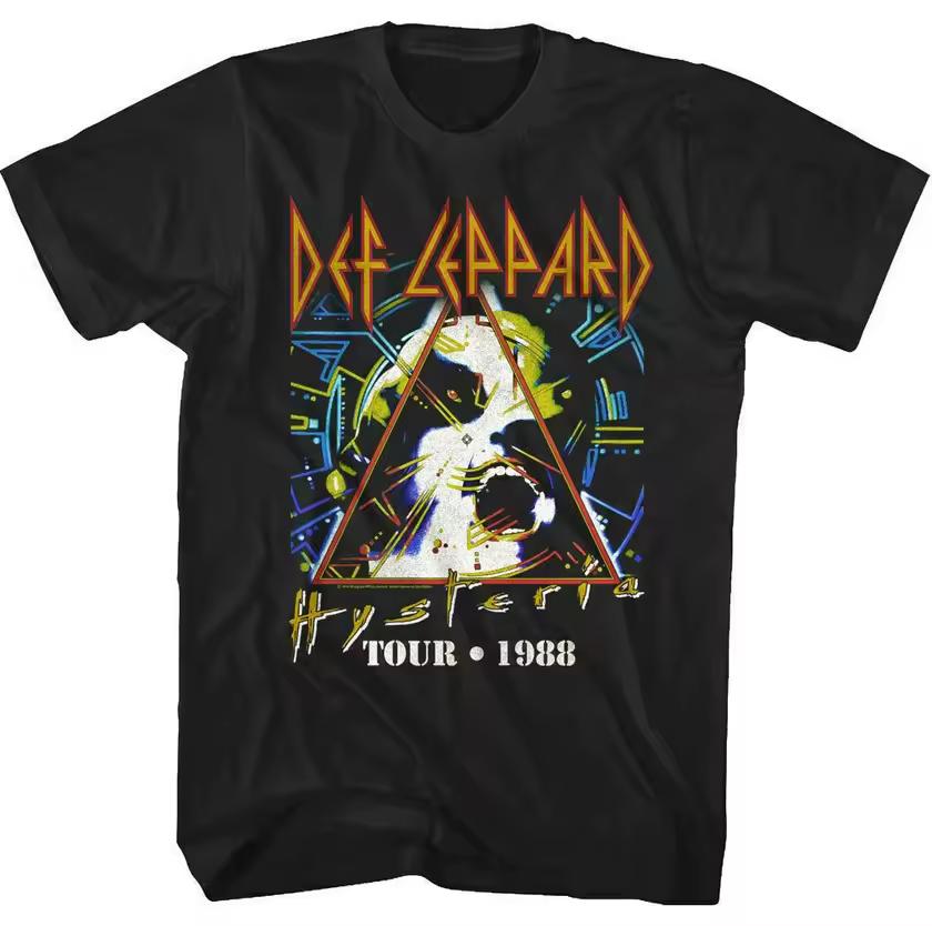 Def Leppard Hysteria 1988 Tour Men's T shirt Printed Pattern Unisex Casual Street Style Men's and Women's Short Sleeve T shirt
