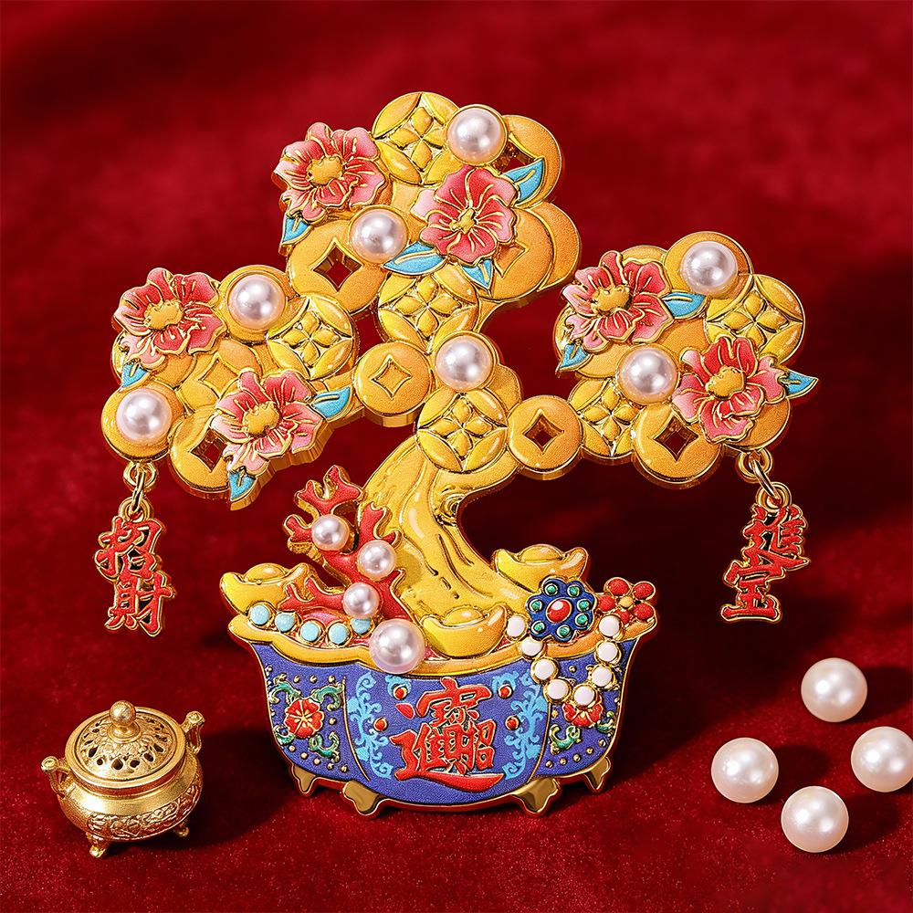 Fortune tree refrigerator stickers Lucky money tree New Year home decoration metal refrigerator stickers Spring Festival merchandise gifts
