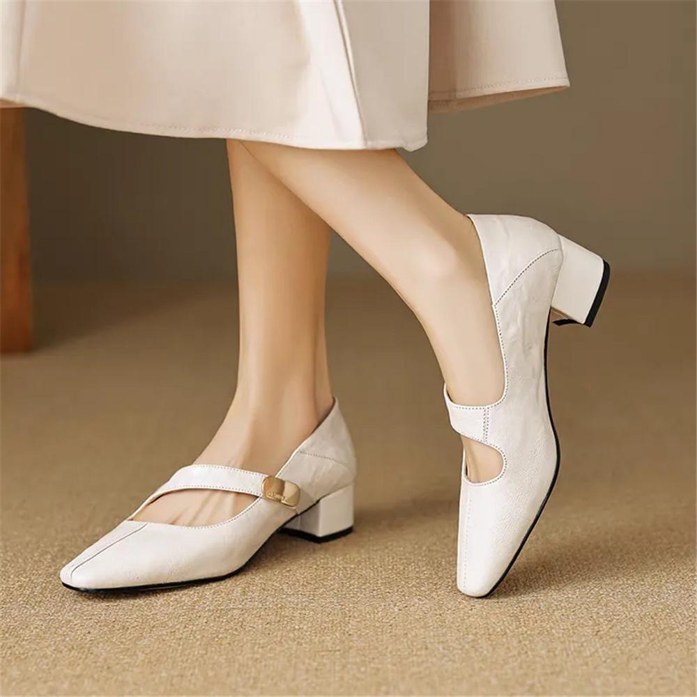 women cute white hollow out comfort spring & summer square heel shoes for party lady brown soft leather shoes ab641