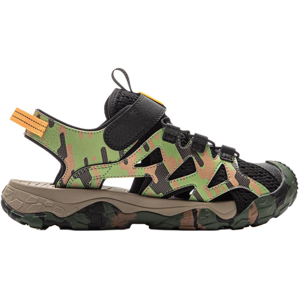 Li Ning Kids Outdoor Comfortable Versatile Non-Slip Low-Top Sandals Kids Sandals Black Green YKEV016-7