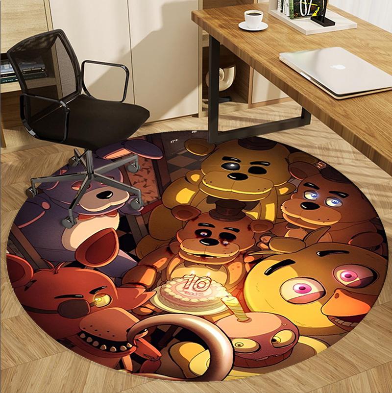 Five Nights at Freddy's Pattern Round Rug, Indoor/Outdoor Mat, for Picnic, Gameroom, Bedroom, Office, Living Room, Home Decor Carpet, Birthday Gift