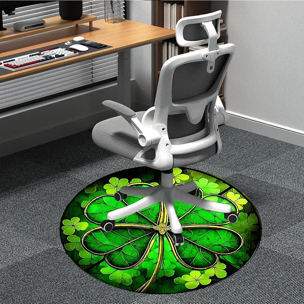 

1pc Lucky Clover Office Round Area Rug, Indoor Mat Suitable ForOffice, Under Office Chairs Bedroom Living Room Home Decor, Room Decot135 80cm by 80cm