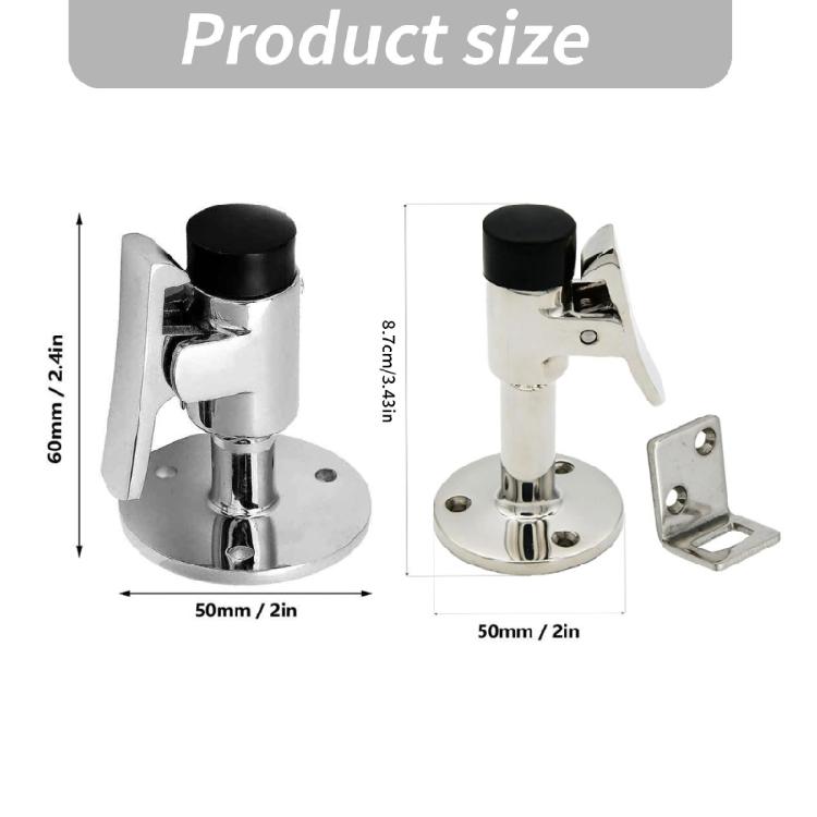 Floor Mount Door Stop Hardware in 316 Stainless Steel, Metal Retainer Set for Damp Area Door Projects and Home Repair Tasks