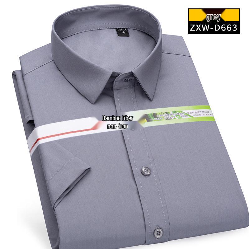Men's Blue Short Sleeve Cotton Business Shirt - Formal Workwear