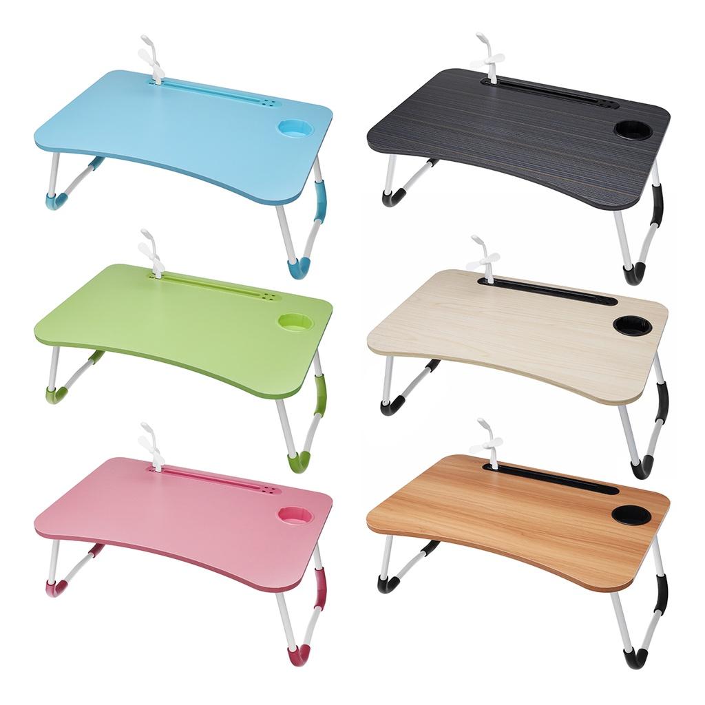 Folding Laptop Stand Holder Study Table Lamp Usb Fan Desk Wooden Foldable Computer Desk for Bed Sofa Tea Serving NEW