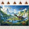 Realistic Dinosaur Tapestry, 150x130cm Prehistoric Waterfall & Mountain Wall Decor for Boys Room & Birthday Party