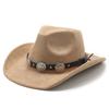 Retro Bull Head Western Cowboy Hat Men And Women, Tibetan Suede Jazz Hat, Big-Brimmed Top Hat