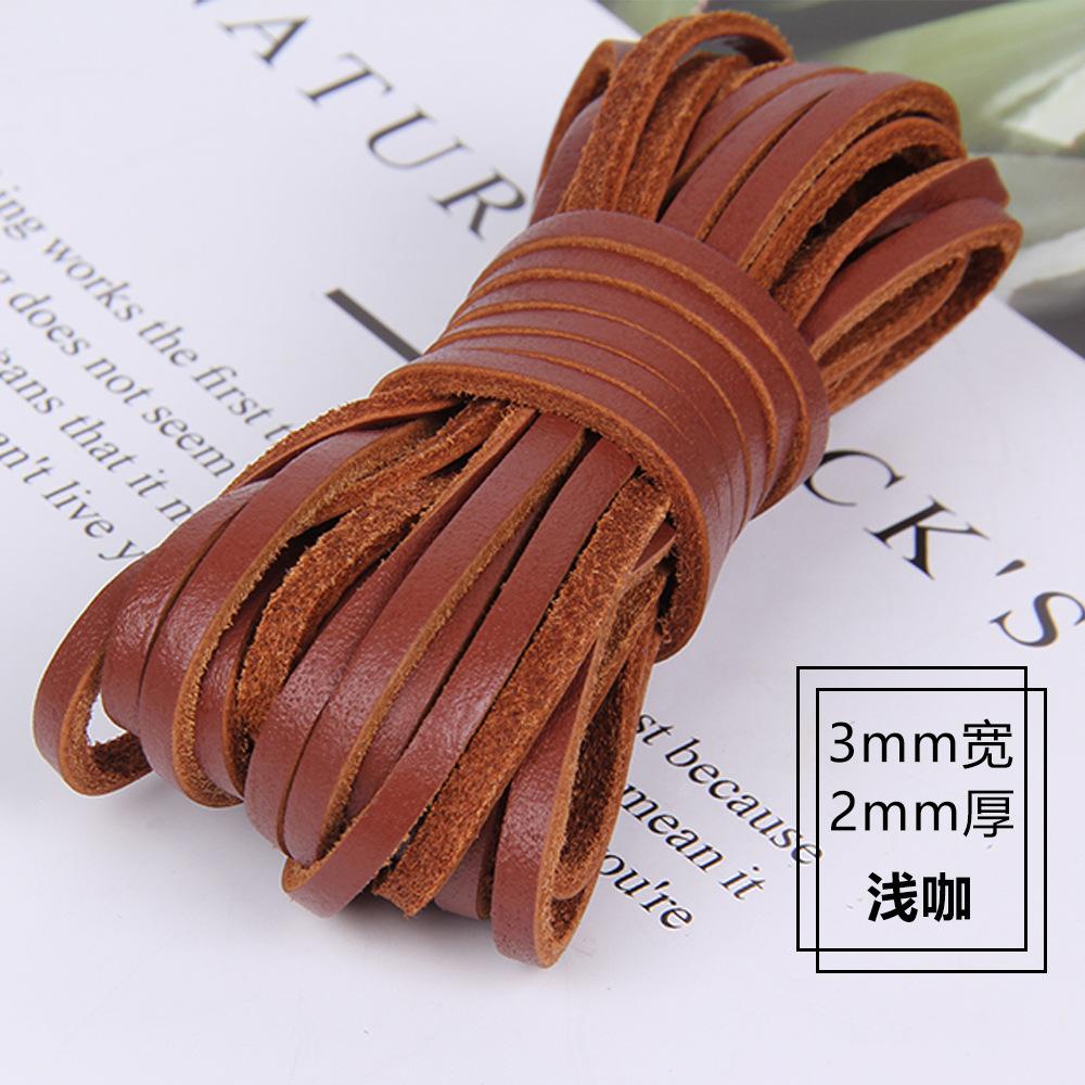 Diy Jewelry Accessories 3Mm Wide 2Mm Thick Square Cowhide Rope Bracelet Necklace Sweater Chain Woven Rope Genuine Leather Leather Rope