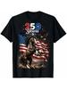 Patriotic Horse Eagle American Flag 250 Years Retro Western Wildlife Graphic Short Sleeve Crew Neck