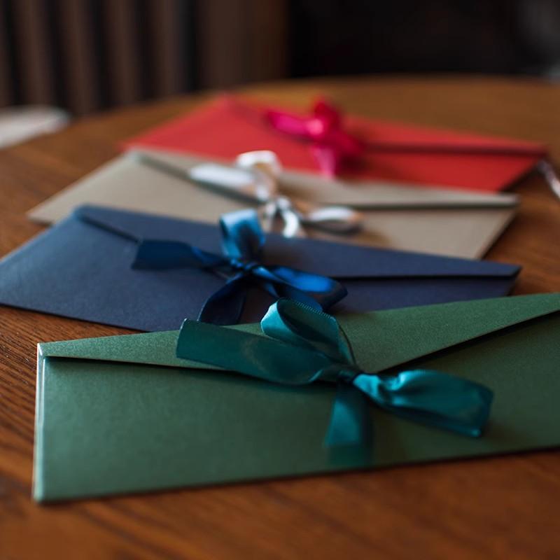 5pcs Colorful Ribbons Envelopes Kawaii Bowknot Letter Pads Cover Wedding Party Invitation Cards Envelopes School Office Supplies