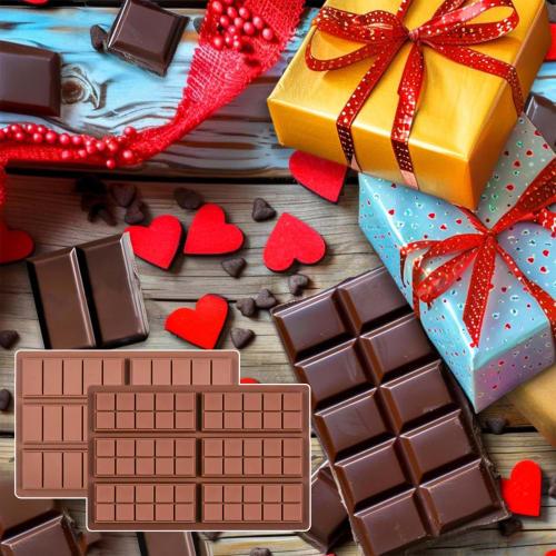 DEVENTORZ Chocolate Bar Molds, Silicone Molds, Non-Stick Chocolate Molds, Flexible Silicone Candy Bar Molds, Heat-Resistant Baking Tools, Food-Grade S