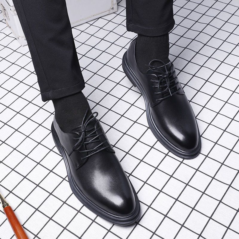 Men Business Dress Shoes Black Soft Leather Men Heighten Formal British Groom Shoes Casual Wedding Men Oxfords Suit Shoes