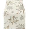 Winter Table Runner Snowflake Pattern Tablecloth White Gold Linen Table Cloth for Christmas Holiday Seasonal Decoration