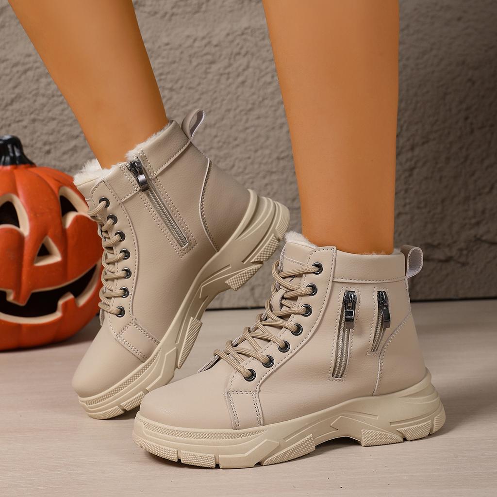 Fashion Women Platform Ankle Boots Faux Suede Zip Shoes Women Snow Boots Warm Fur Plush Winter Platform Ankle Boot Female Botas De Mujer