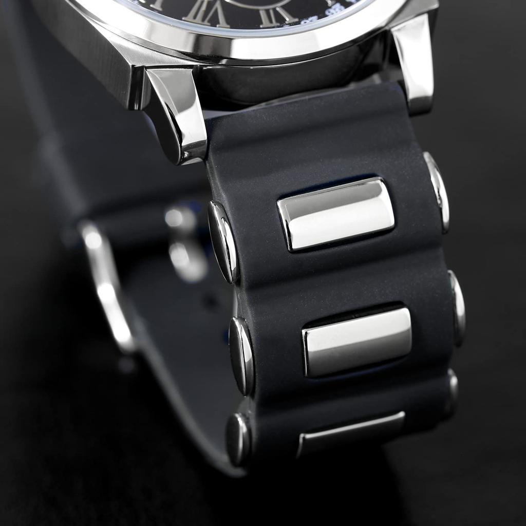 Watch Moon Phase Multi Calendar 5 ATM Water Resistant Business Formal Rubber Belt Limited Model Black Silver [Salvatore Mara] Men's SM22105R-SSBK