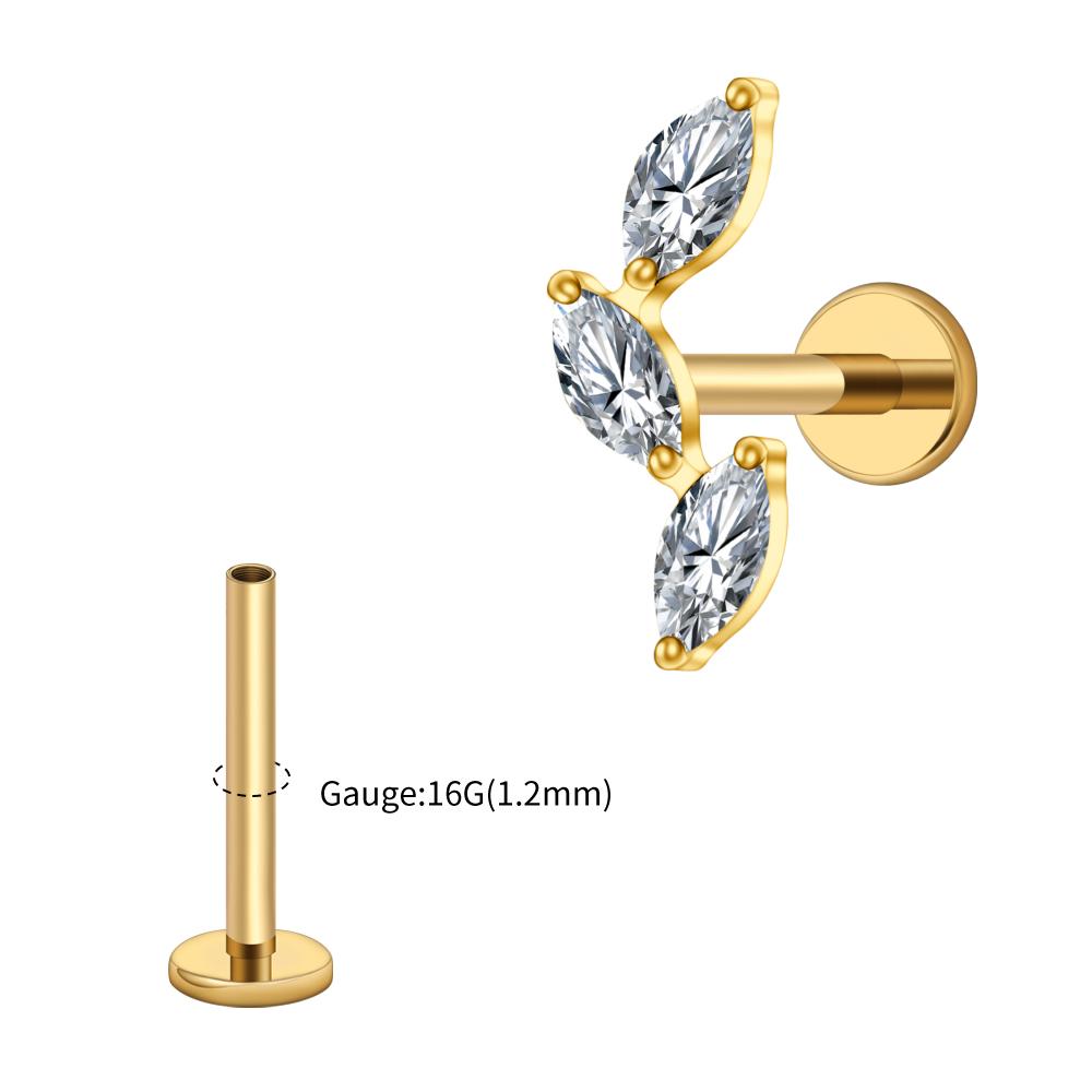 Rechter Grand ASTM F136 Titan Dreifach Marquise Labret Stud 16G CZ Cluster Climber Knorpelohrring Tragus Helix Ohrpiercing