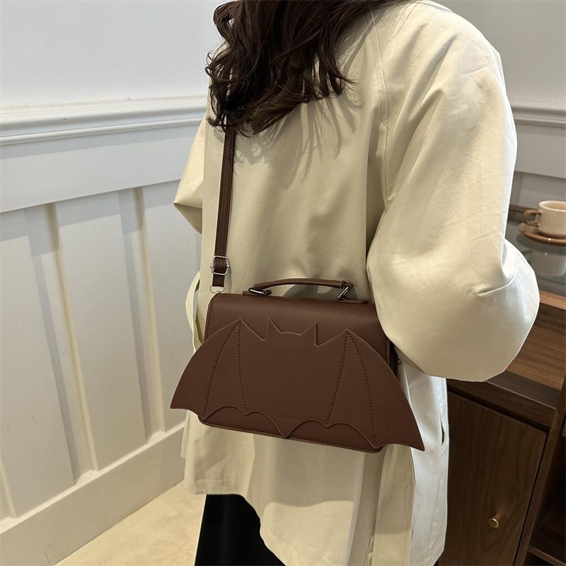 Yogodlns Gothic Women Shoulder Bag Bat Wing Ladies Top-handle Bags Creative Chic PU Leather Handbag Halloween Novelty Crossbody Bag Purse