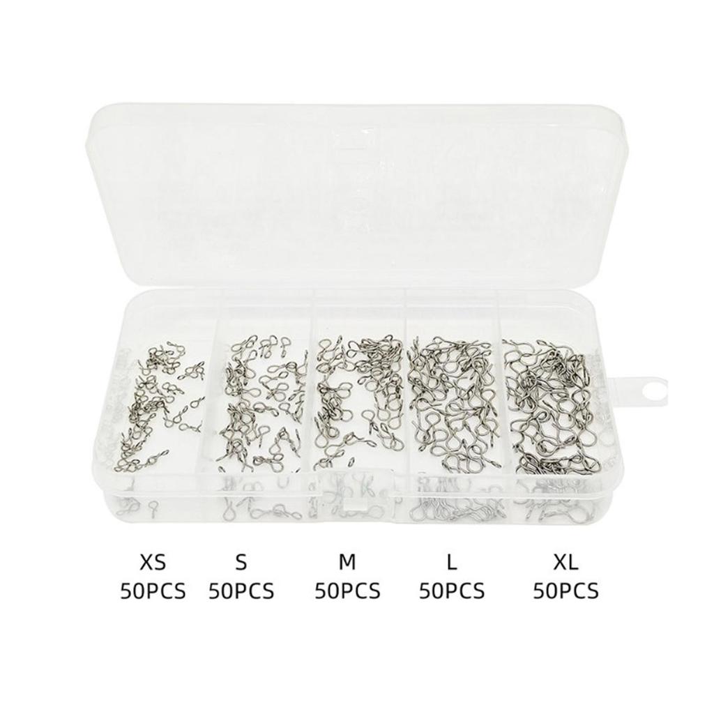 250pcs Fishing Snaps Stainless Steel Fly Hook Lure Quick Change Fishing Snaps
