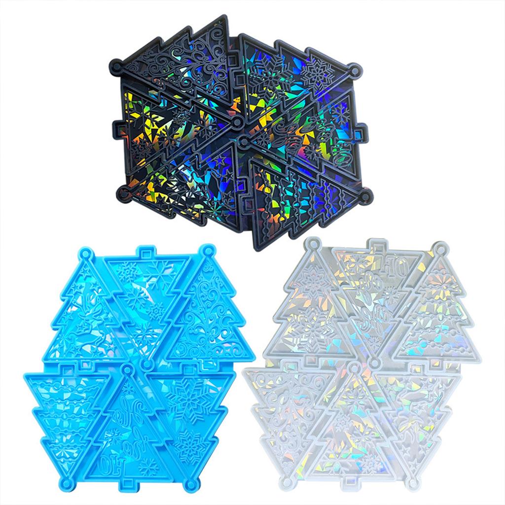 Holographic Christmas Tree Pendant Silicone Mold Ornaments Silicone Mould Resin Casting Molds Christmas Crafts Supplies