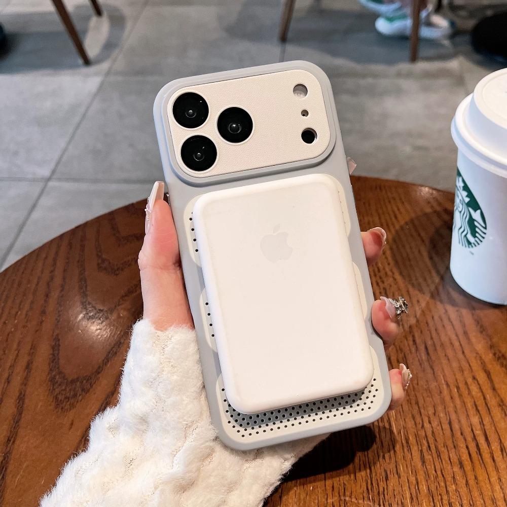 Summer Heat Dissipation for Magsafe Case for iPhone 17 16 15 13 12 Pro Max 14 Plus Ventilate Mesh Magnetic PC Lens Armor Cover