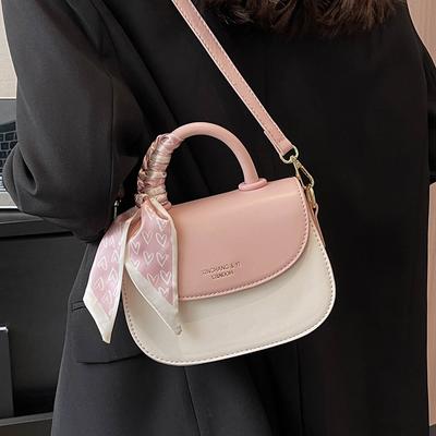Damska torba crossbody, szaliki dekoracyjne, klapka w kontrastowym kolorze, damska mała torebka, koreański trend mody, damska torba na ramię, nowa