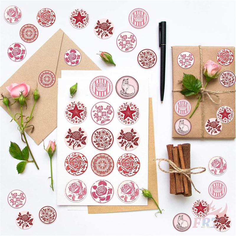 500Pcs/Roll Vintage Pink Art Series 02 Kids Rewards Stickers - DIY Scrapbooks Album Decor Sealing Label Decals