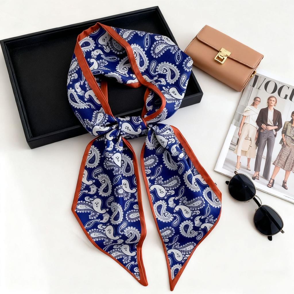 French retro polka dot long silk scarf women's spring and summer fashion temperament versatile high-end scarf headband streamer belt
