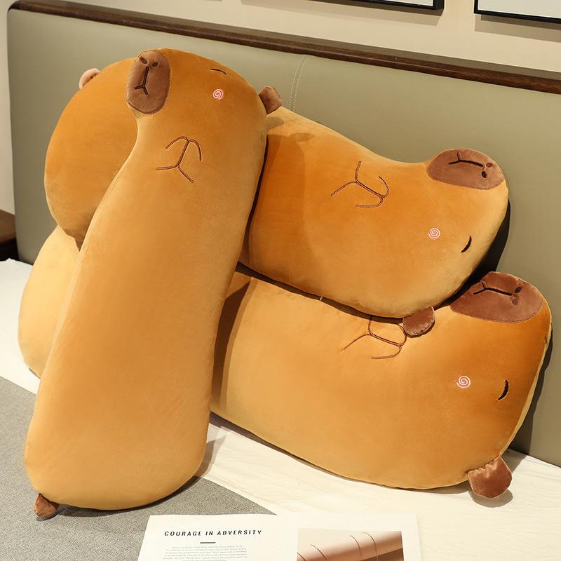 Cartoon Soft Capybara Throw Pillow Plush Toy Doll Kapibara Doll Schoolgirl Sleeping Soothing Doll