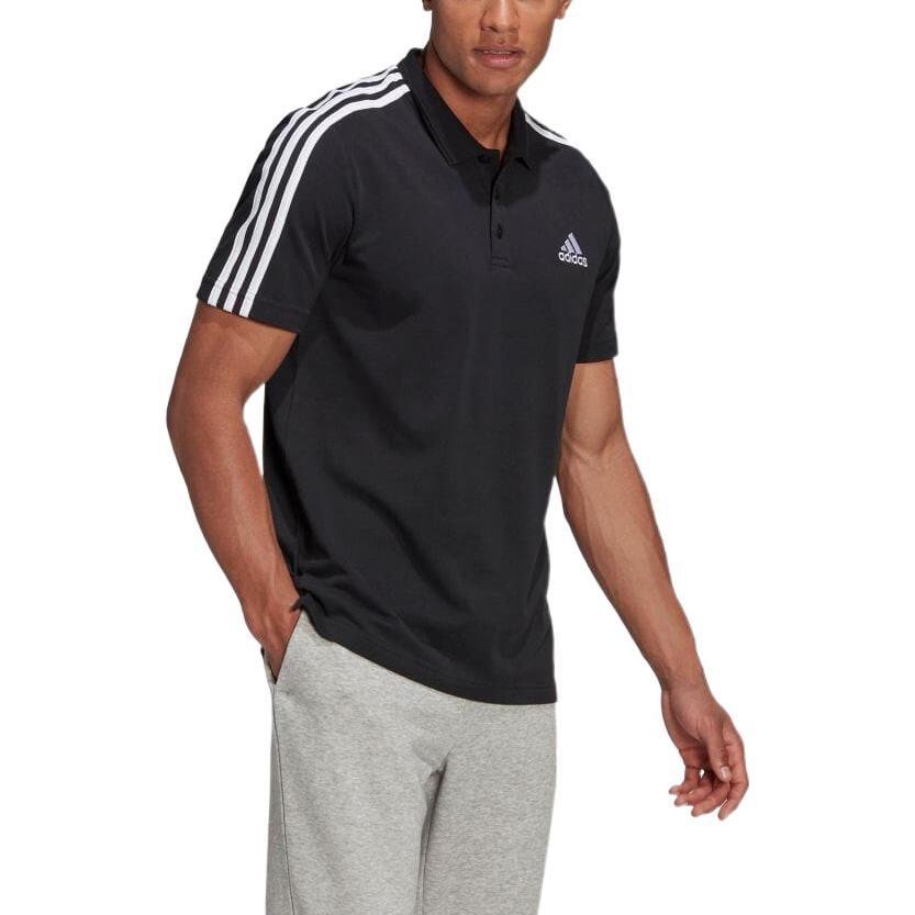 Adidas Polo Shirts Men's Black Polo Collar Moderate Straight Fit GK9097