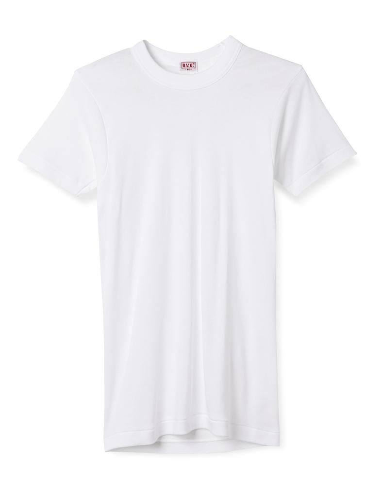 BVD Warm Crew Neck Short Sleeve Cold Weather White Men's T-Shirt, Fleece-Lined, 100% Cotton, Protection,