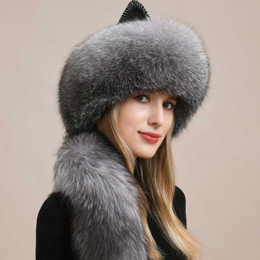 Fox fur hat female male winter northeast ear protection warm genuine leather Mongolian hat ethnic style fur hat female winter