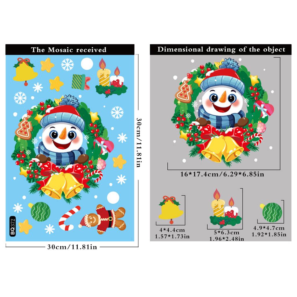 Christmas Window Stickers Santa Claus Reindeer Snowman and Elf Design Festive Merry Christmas Happy New Year Window Clings Gift