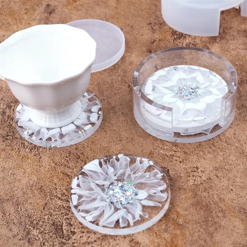 DIY Crystal Epoxy Resin Coaster Round Coaster Box Storage Box Silicone Mirror Mold Silicone Tray Mold