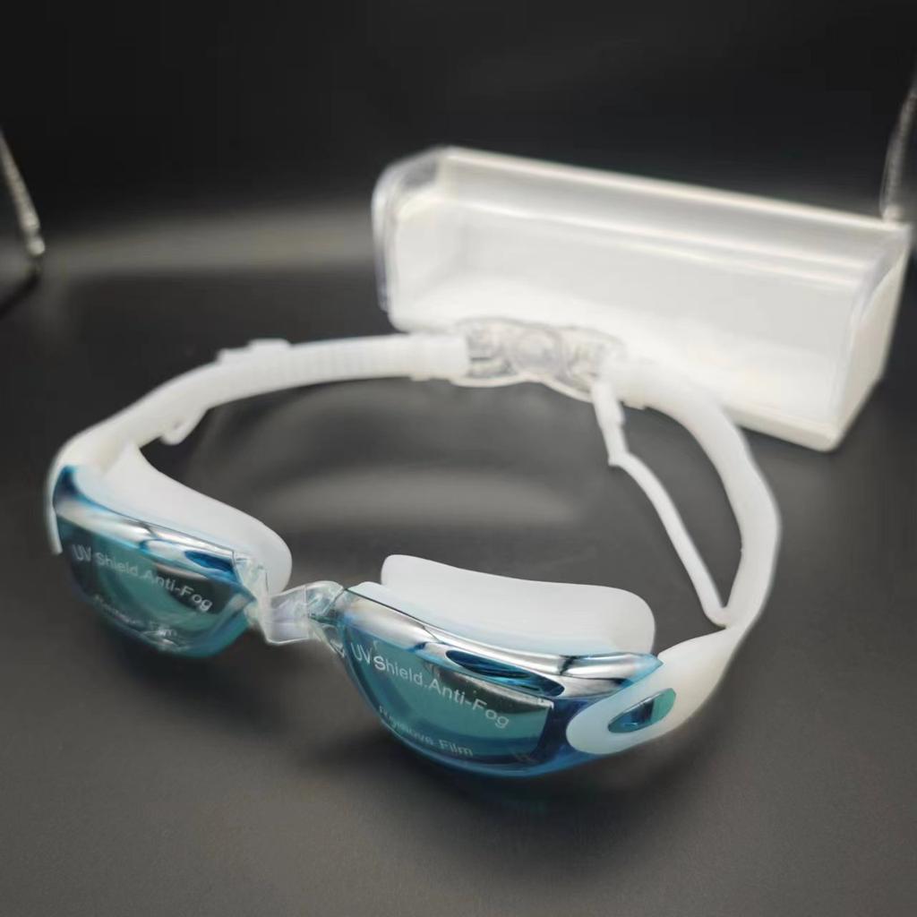 Professionelle galvanisierte Schwimmbrille HD Einteilige Ohrstöpsel Wasserdicht und Antibeschlag Schwimmbrille Gegen Infiltration