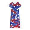 Women’s Short Sleeve V Neck Maxi Dress with Star Print Loose Fit Casual Summer Long Dress for Daily Wear
